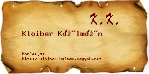 Kloiber Kálmán névjegykártya