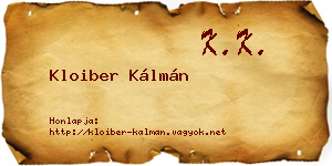 Kloiber Kálmán névjegykártya